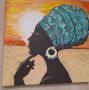 Африканска жена, акрил, снимка 1 - Картини - 45322719