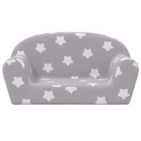 2-местен детски диван, светлосив, на звезди, мек плюш, снимка 1 - Дивани и мека мебел - 45760586