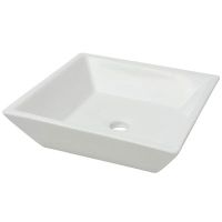 vidaXL Керамична мивка, квадратна, бяла, 41,5x41,5х12 см（SKU:142344, снимка 1 - Мивки - 44965957