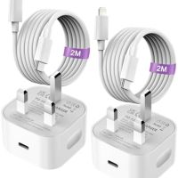 Ново Бързо Зарядно за iPhone, 2 броя, 20W USB C, 2М Кабел за зареждане Айфон, снимка 1 - Аксесоари за Apple - 45808847