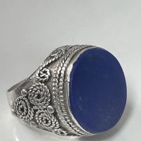 Стар сребърен пръстен ръчна изработка с Лапис лазули, снимка 6 - Антикварни и старинни предмети - 45462921