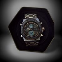 Мъжки Водоустойчив луксозен метален часовник, Кварцов Механизъм, снимка 4 - Мъжки - 45141681