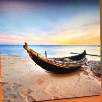 картина пано Лодка на плажа, снимка 2 - Картини - 45770200