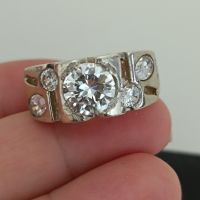 красив сребърен пръстен с камъни, снимка 1 - Пръстени - 45455725