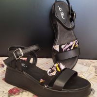 Дамски сандали от естествена кожа произведени в България модел: 236162-1451 nero-pied, снимка 2 - Сандали - 45891126