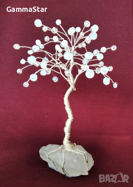 Декоративно мини дръвче с лунен камък/ Идея за подарък/ Декорация за дома или офиса, снимка 1