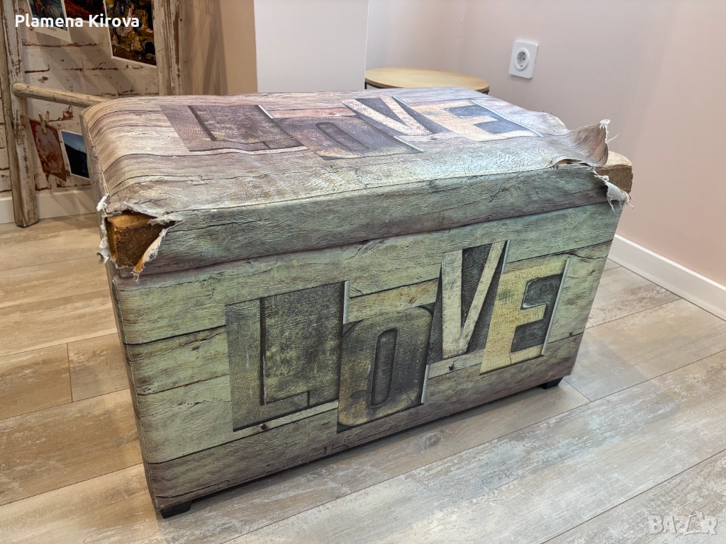 Табуретка-ракла с място за съхранение (със забележки), снимка 1