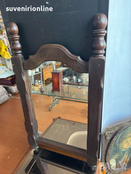 Старо огледало с дървена рамка за стена , снимка 1