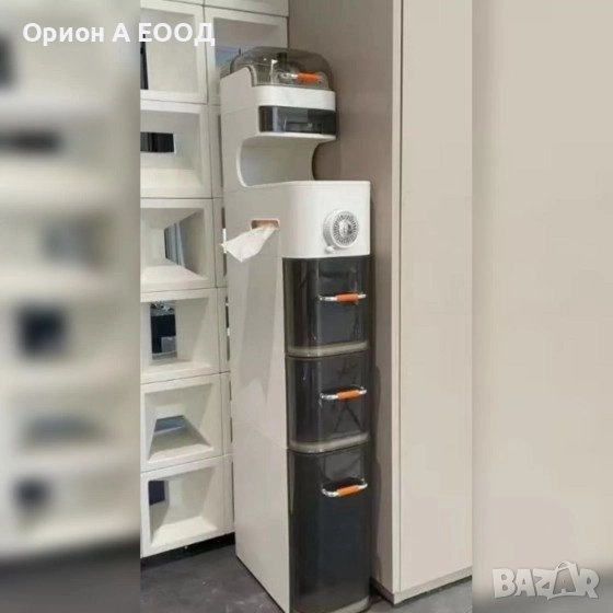 Мултифункционален Шкаф на Колелца Водоустойчив от Поликарбон с Вграден Аромантизатор и LED светлина, снимка 1