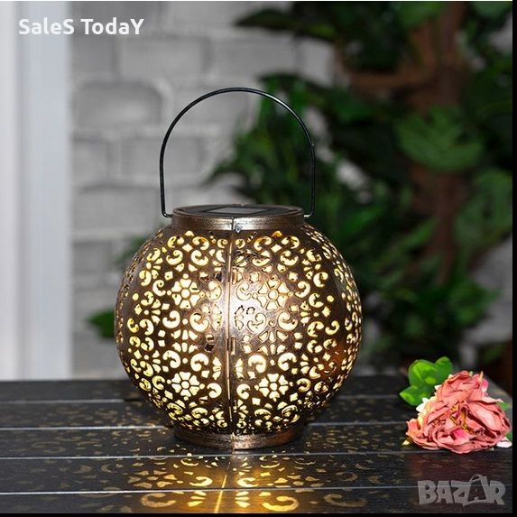 Декоративен фенер -топка, Соларен, Висяща, марокански дизайн, Ø21x18cm, снимка 1