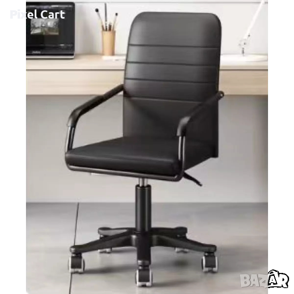 Офис стол с регулиране на височината, въртящ се, еко кожа, снимка 1