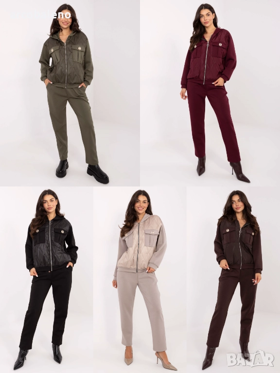 Дамски ежедневен комплект от две части с брошки, 5цвята , снимка 1