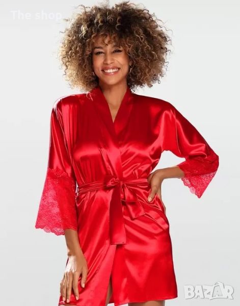 Сатенен дамски халат в червен цвят Cameron DKaren (008), снимка 1