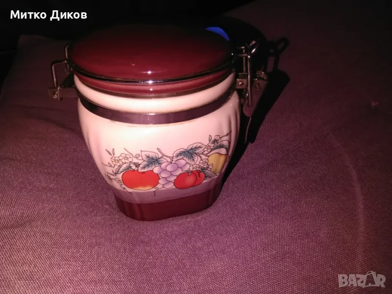 Захарница с метална затварачка керамична отлична, снимка 1