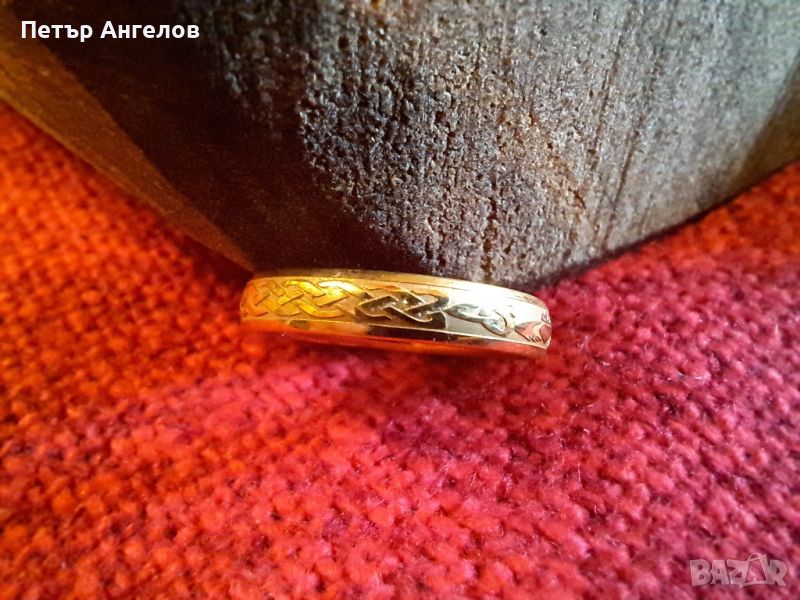 Уникален дамски позлатен пръстен с trible шарка, снимка 1