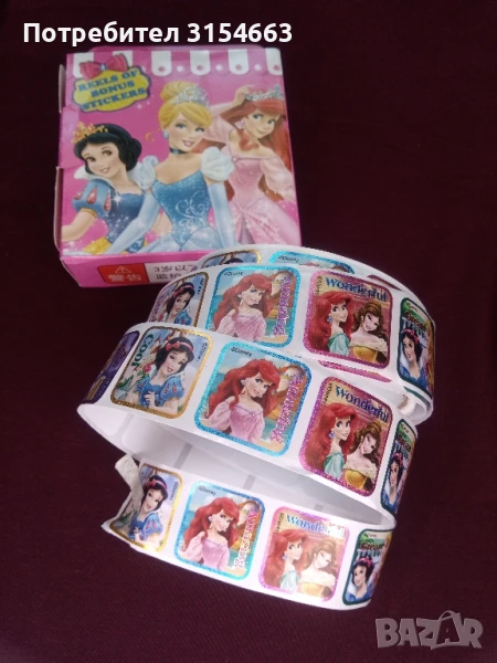 Ролка стикери Дисни принцеси, 200 броя , снимка 1