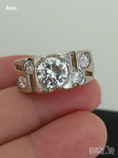 красив сребърен пръстен с камъни, снимка 1