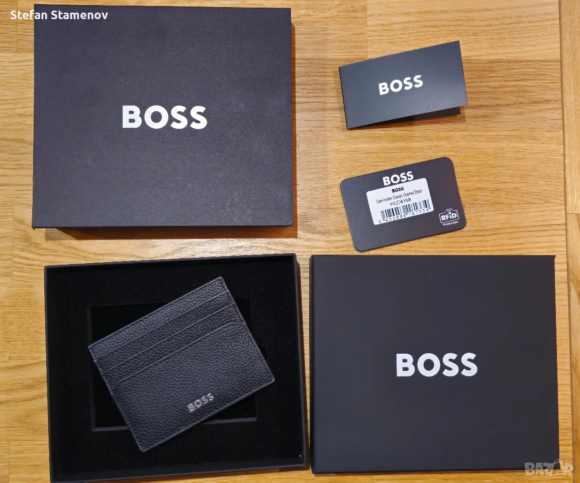Кожено портмоне/кард холдър Boss, снимка 1