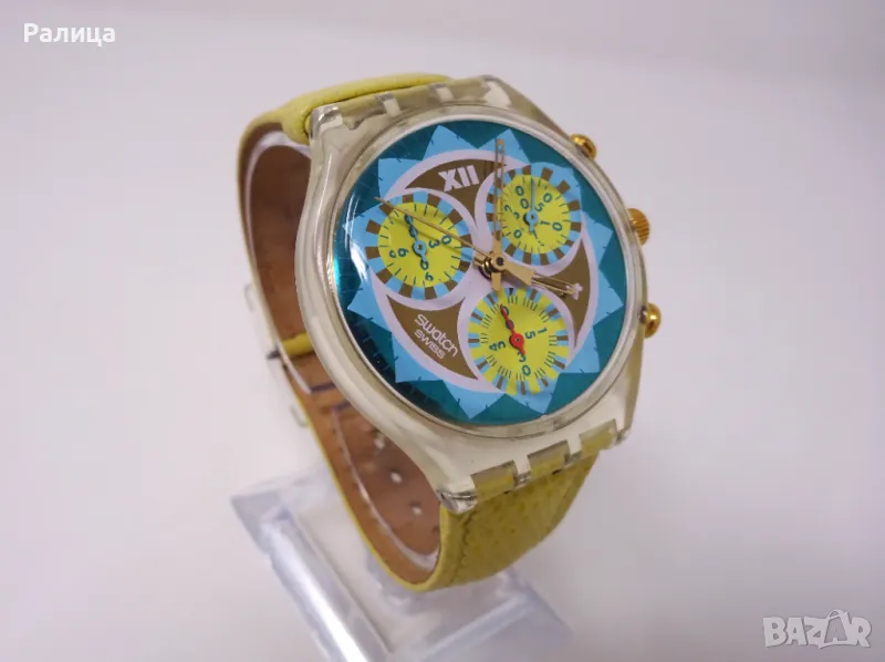 Kварцов часовник хронограф Swatch с механизъм ETA с 22 камъка, неизползван, снимка 1