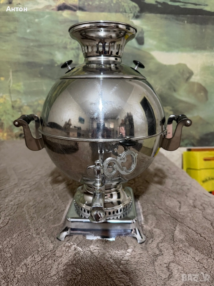 Луксозен руски самовар от алпака НОВ., снимка 1