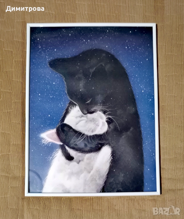 Влюбени котки, арт принт, картина , снимка 1