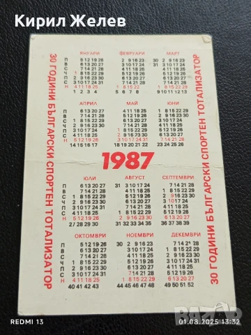 Старо календарче СПОРТ ТОТО серия спортисти 87г. за КОЛЕКЦИОНЕРИ 34981, снимка 5 - Колекции - 51215917