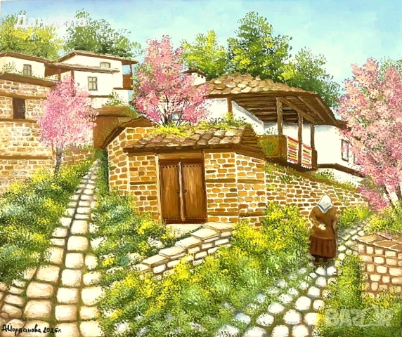 "Край старата порта.", авторска картина с маслени бои.