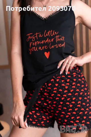 Памучна пижама с къс панталон, снимка 2 - Бельо - 49758455
