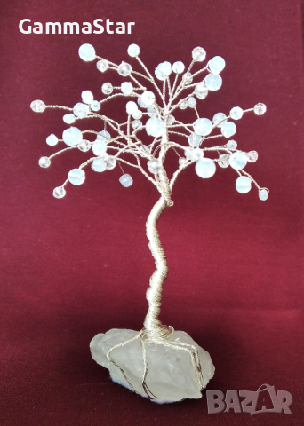 Декоративно мини дръвче с лунен камък/ Идея за подарък/ Декорация за дома или офиса, снимка 1 - Други - 44668631