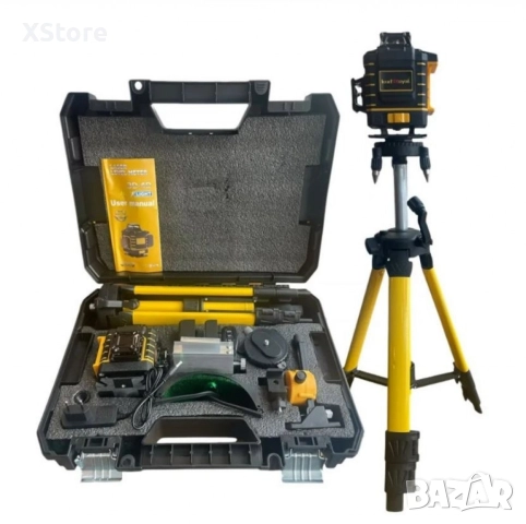 Самонивелиращ Лазерен Нивелир 4D с 16 Линии, Зелен Лазер, Тринога и Куфар, снимка 4 - Друга електроника - 52568646