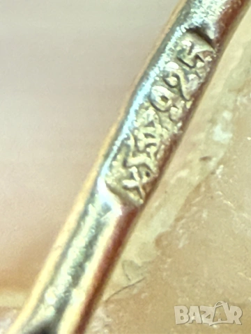 позлатени сребърни руски обеци с рубини, снимка 5 - Обеци - 53784762