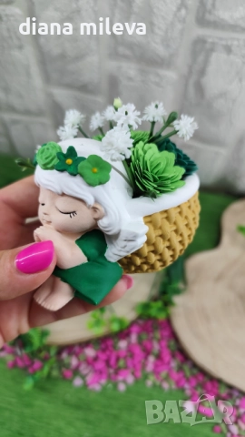 Ангелчета в зелен цвят!!, снимка 2 - Декорация за дома - 51459163
