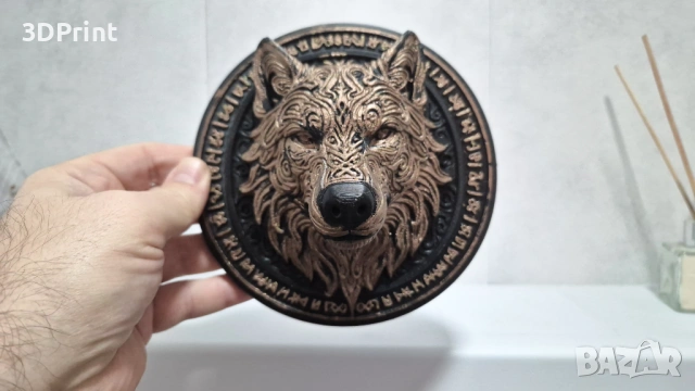 Фигурка Wolf Head / Вълча глава статуетка за стена, снимка 4 - Декорация за дома - 53281415