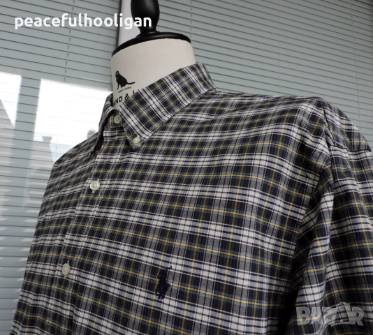 Polo Ralph Lauren Mens Strech Oxford Checked Long Sleeve Shirt Size XXL Slim Fit, снимка 5 - Ризи - 52949355
