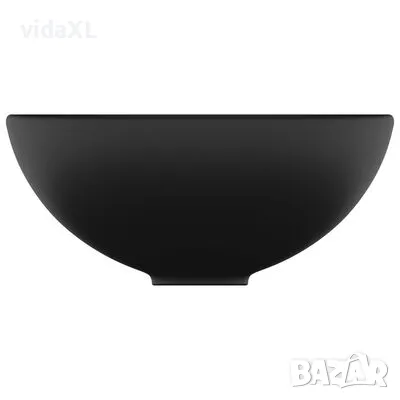 vidaXL Мивка за баня лукс кръгла матово черна 32,5x14 см керамика（SKU:146975）, снимка 4 - Мивки - 48641881