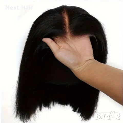 Черна лейс фронт естествена коса перука на път, снимка 6 - Аксесоари за коса - 45394422