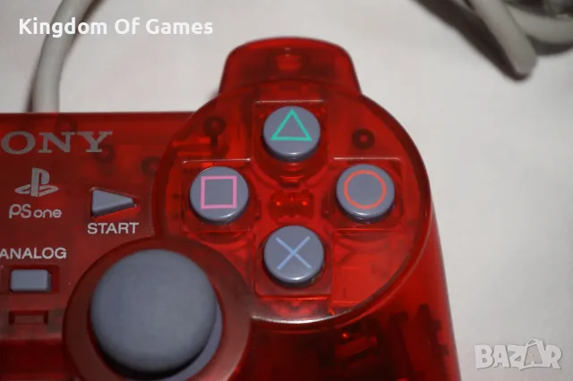 Много Рядък Оригинален Червен Прозрачен PSone Аналогов Контролер за PS1/PS2 в Отлично Състояние, снимка 7 - Аксесоари - 50085632