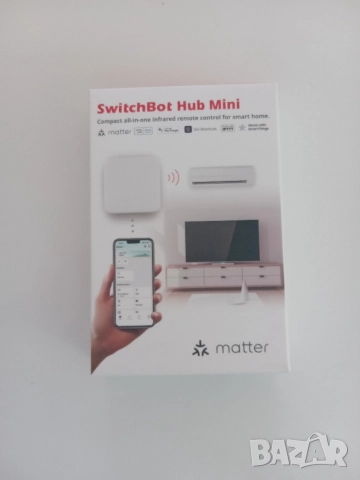 SwitchBot Hub Mini – Компактен смарт хъб и универсално IR дистанционно (Matter Enabled)