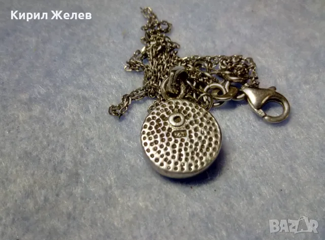 ЕМАЙЛИРАНО СТАРО СРЕБЪРНО МЕДАЛЬОНЧЕ с ЦВЕТНИ КРИСТАЛЧЕТА и НЕЖНА СРЕБЪРНА ВЕРИЖКА СРЕБРО 925 40548, снимка 8 - Колиета, медальони, синджири - 50335209