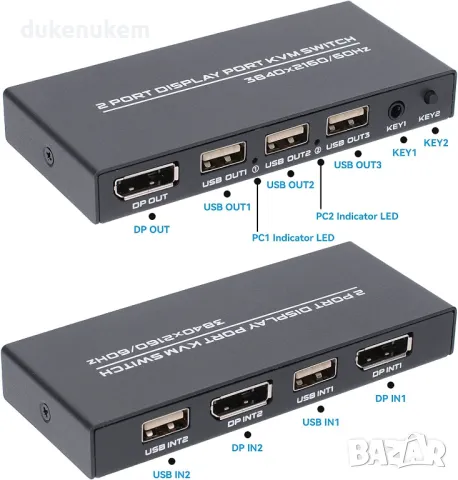 НОВ! DisplayPort KVM превключвател за споделяне на клавиатура и мишка, снимка 4 - Други - 47964902