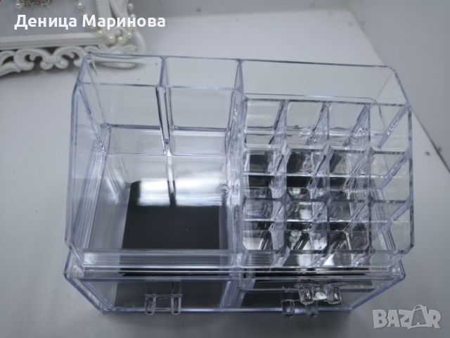 Практичен прозрачен органайзер за гримове в две части, снимка 3 - Други - 45530410