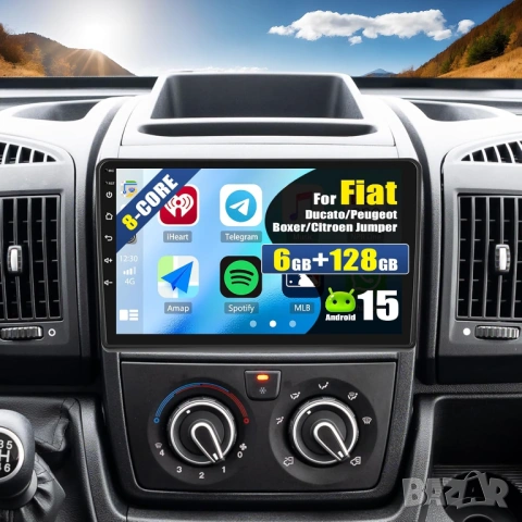 Мултимедия, Двоен дин, с Android, за Fiat Ducato, Peugeot Boxer, Citroen Jumper, навигация 2016-2022, снимка 2 - Аксесоари и консумативи - 45993253