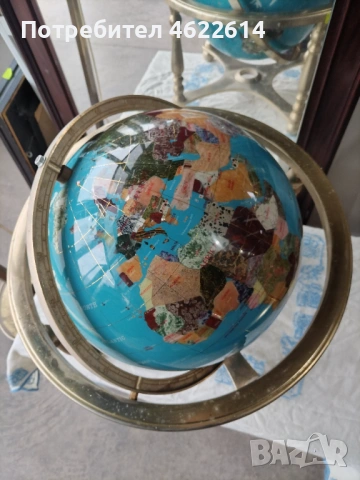 МНОГО КРАСИВ ГЛОБУС ОТ ПОЛУСКЪПОЦЕНИ КАМЪНИ, снимка 2 - Антикварни и старинни предмети - 53947304