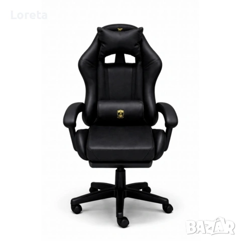 Премиум геймърски стол с масажна функция, поставка за крака и ергономична метална рамка, PU кожа, снимка 5 - Столове - 53459847