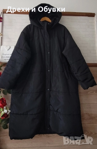 Дълго черно зимно яке с качулка , снимка 4 - Якета - 52771002