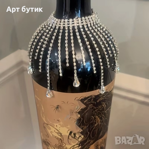 Авангардна украса за сватбени бутилки от кристали, снимка 6 - Декорация - 52574786