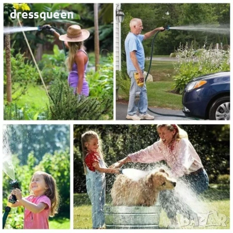 4521 Разтегателен градински маркуч от латекс (22.5м) – пълен комплект с аксесоари, снимка 5 - Напояване - 53878092