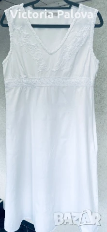 Елегантна бяла рокля FRANSA лен и вискоза