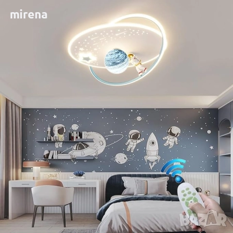 Лед LED Полилей Луна Астронавт Звезда Детска стая Дистанционно 213, снимка 2 - Лампи за таван - 51526768