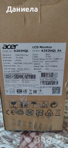 Монитор Acer K202HQL
, снимка 7 - Монитори - 50797746
